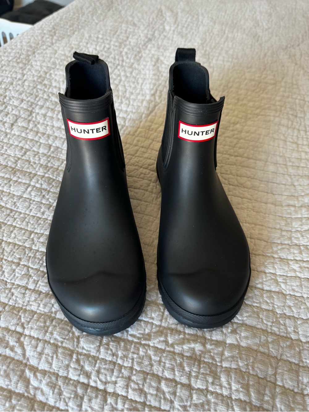 Hunter Matte Black Chelsea Short Rain Boots with Logo
